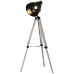 HOMCOM Pine Wood Height Adjustable Freestanding Tripod Floor Lamp Black