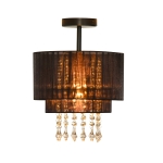 HOMCOM Metal Vintage Ceiling Light with Acrylic Crystal Pendants for Home Office Black