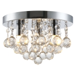 HOMCOM Mini Style Modern Crystal Ceiling Lamp Chandelier for Bedroom Kitchen Silver