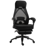 Vinsetto Mesh Back Office Desk Chair w/ Retractable Footrest High Back Adjustable Height Swivel Base - Black