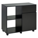 HOMCOM Printer Stand with Open Storage Shelves for Home Office Use Include Drawer Black