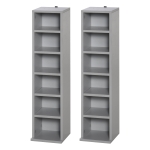 HOMCOM Set of 2 CD Media Display Shelf Unit Tower Rack w/ Adjustable Shelves Anti-Tipping Bookcase Storage Organiser Home Office Grey