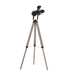 HOMCOM Pine Wood Camera Tripod Floor Lamp Black