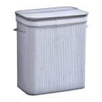 HOMCOM 70L Flip Lid Bamboo Laundry Basket Grey