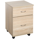HOMCOM 2-Drawer Cabinet W/Wheels-Oak Colour