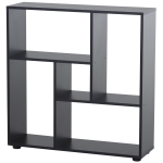 HOMCOM Particle Board 5-Unit Grid Bookcase w/ Melamine Foot Pads Black