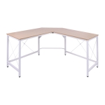 HOMCOM L-Shaped Corner Desk Computer Desk Table For Home Office Workstation w/Steel Frame Oak