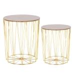 HOMCOM Metal Base MDF Top Duo-Pack Lift-Top Bedside Table Gold