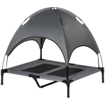 PawHut Cama Elevada para Mascotas Portátil con Toldo Extraíble Tela Transpirable al Aire Libre para Interior y Exterior 92x76x90 cm Gris