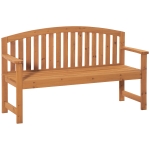 Outsunny Banco de Jardim de 3 Lugares Banco de Ripas de Madeira com Encosto Apoio para os Braços Terraço Varanda Exterior Carga 320kg 140x50x85cm Natural