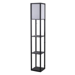 HOMCOM Shelf Floor Lamp, Tower Storage Shelves for Bedroom, 4-tier Open Shelves, 26L x 26W x 160Hcm-Black/White