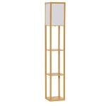 HOMCOM 4-Tier Floor Lamp Standing Lamp with Storage Shelf for Home Office Dorm Natural