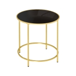HOMCOM Round Side Table w/ Tempered Glass Tabletop, for Living Room, Bedroom