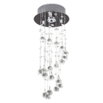 HOMCOM Crystal Ceiling Chandelier, Spiral Rain Drop-Silver/Crystal
