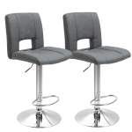 HOMCOM Modern Fabric Bar stool Armless Adjustable Height with Swivel Seat, Set of 2