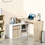 HOMCOM L-Shaped Corner Computer Desk Study Table PC Work w/ Storage Shelf Drawer Office