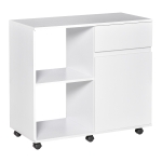 HOMCOM Printer Stand with Open Storage Shelves for Home Office Use Include Drawer White