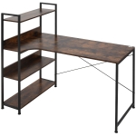 HOMCOM Metal Frame 4-Tier Storage Desk Brown/Black