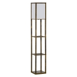 HOMCOM 4-Tier Floor Lamp Standing Lamp with Storage Shelf for Home Office Dorm Brown