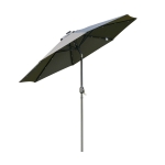 Outsunny Chapéu de Sol de Jardim Ø270x240cm com 24 Luzes LED Solar Mecanismo de Inclinação Manivela e Mastro Desmontável de Metal para Terraço Piscina Pátio Cinza
