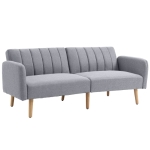 HOMCOM Sofá Cama de 2 Lugares com Encosto Ajustável em 3 Posições Apoio para os Braços Desmontável e Pés de Madeira Sofá Duplo Moderno para Sala de Estar Escritório 173x75x73cm Cinza