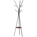 HOMCOM Free Standing Metal Coat Rack Stand 9 Hooks w/ Shelf in Brown