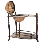 HOMCOM Globe Wine Trolley W/Glass Holder-Dark Yellow/Brown