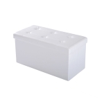 HOMCOM Storage Ottoman Bench Faux Leather Folding Storage Cube -White