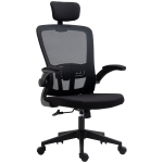 Vinsetto Silla de Oficina de Malla Ergonómica Silla Escritorio Giratoria con Altura Ajustable Reposabrazos Plegable Reposacabezas y Soporte Lumbar Regulables 65x64x114-122 cm Negro