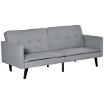 HOMCOM Sofá Cama de 3 Plazas Tapizado en Tela con Respaldo Ajustable en 3 Posiciones y Patas de Madera Sofá Moderno para Salón Oficina 198x81x81 cm Gris