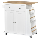 HOMCOM MDF Rolling Kitchen Island White