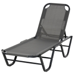 Outsunny Sun Lounger Relaxer Recliner w/ 5-Position Adjustable Backrest Pool Sun Bathing-Grey
