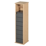 HOMCOM Bamboo Freestanding Tall Toilet Paper Cabinet Grey/Oak