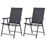 Outsunny Set of 2 Foldable Metal Garden Chairs Outdoor Patio Park Dining Seat Yard Furniture Grey(c-2)
