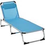 Outsunny Folding Outdoor Reclining Sun Lounger Chair w/ Pillow Aluminium Frame Blue