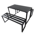 Outsunny 3Pcs Metal Beer Table Bench Set Patio Folding Picnic Desk Chair Garden Yard