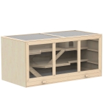 PawHut Hamster Cage Syrian Hamster Mouse Rats Mice Rodent Small Animals Hutch, 115Lx60Wx58H cm-Natural Wood Colour