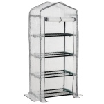 Outsunny Portable 4-Tier Mini Greenhouse Plant Grow House Shed w/ Clear Cover Outdoor