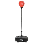HOMCOM Saco de Boxe de Pé com Altura Ajustável de 4 Níveis Punching Ball com Base Preenchida Luvas e Inflador para Adultos e Adolescentes Ø45x132-158cm Preto e Vermelho