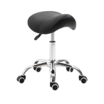 HOMCOM PU Leather Height Adjustable Swivel Salon Stool Black
