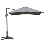 HOMCOM Chapéu de Sol de Jardim 245x245x248cm Chapéu de Sol Excêntrico com Rotação 360° Inclinação de 5 Níveis com Manivela e Ventilação para Pátio Terraço Cinza