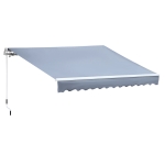 Outsunny Toldo Manual Retrátil com Manivela 295x245cm Toldo Enrolável Alumínio com Proteção Solar para Janela Portas Balcão Terraço Exterior Cinza