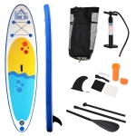 HOMCOM Inflatable Stand Up Paddle Boards W/ Adjustable Paddle, Fix Bag, Air Pump, Fin, Backpack Beach Surf -Blue