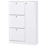 HOMCOM Entryway Shoe Cabinet Wooden Rack Modern Storage Cupboard with 4 Doors Hallway Furniture-White