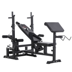 HOMCOM Banco de Pesas Ajustable Banco de Musculación Multifuncional con Respaldo Reclinable para Entrenamiento de Cuerpo Entero en Casa 210x110x103-123 cm Negro