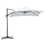 HOMCOM Chapéu de Sol de Jardim 245x245x248cm Chapéu de Sol Excêntrico com Rotação 360° Inclinação de 5 Níveis com Manivela e Ventilação para Pátio Terraço Creme