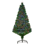 HOMCOM Árvore de Natal Verde Fibra ótica Φ60x150cm + Luzes LED Perfeitas para Decoração de Natal