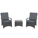 Outsunny 2-Seater Rattan Table Chair Bistro Garden Furniture Set Wicker Table Outdoor Patio