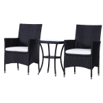 Outsunny 2 Seat Twin Rattan Bistro Chair and Table Set Black