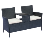 Outsunny 2-Seater Rattan Loveseat, 63Dx133Wx84H cm-Black